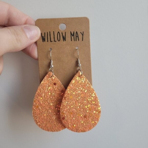 Willow May Peachy Orange Glitter Earrings - Picture 1 of 1